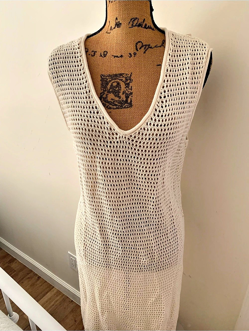 NWT Crochet Swim Cover-Up/Festival Midi Dress Cream
